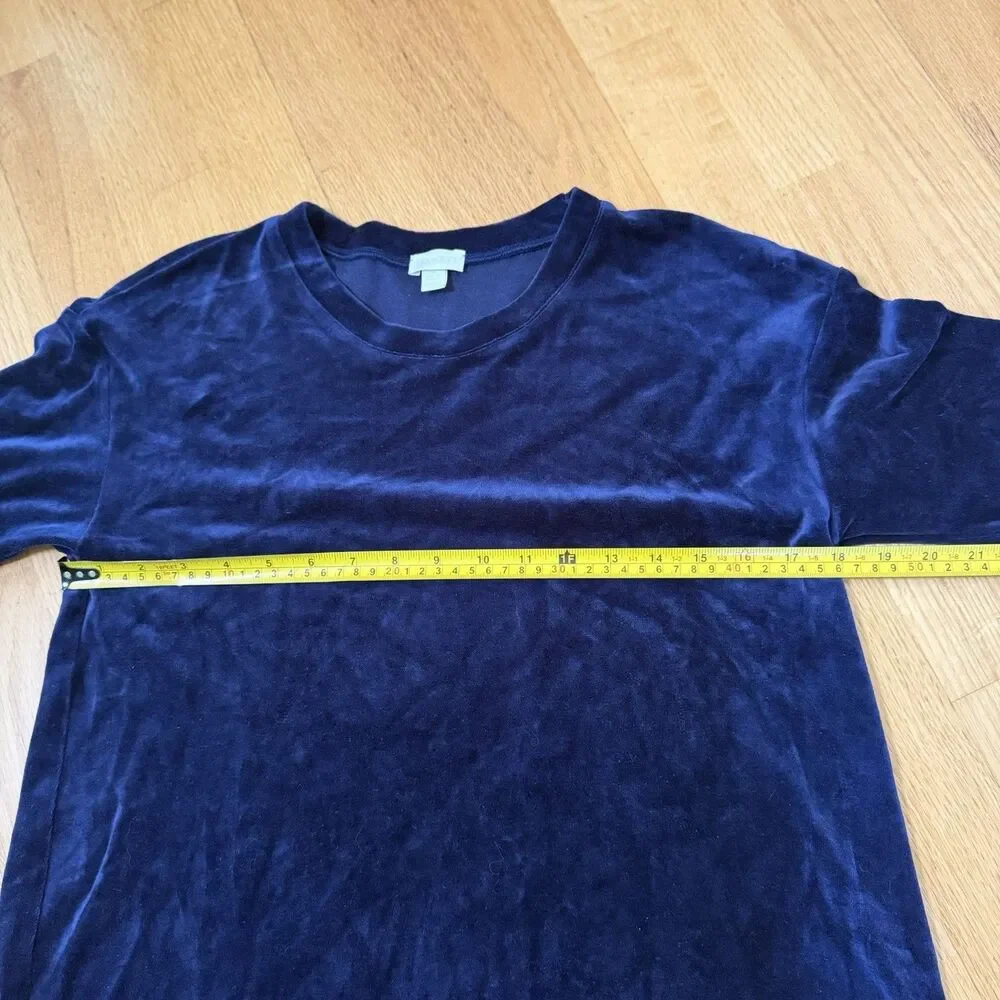Hanro $180 Long Sleeve Velour Sleepshirt Intense Blue XS Pullover Favorites Cozy